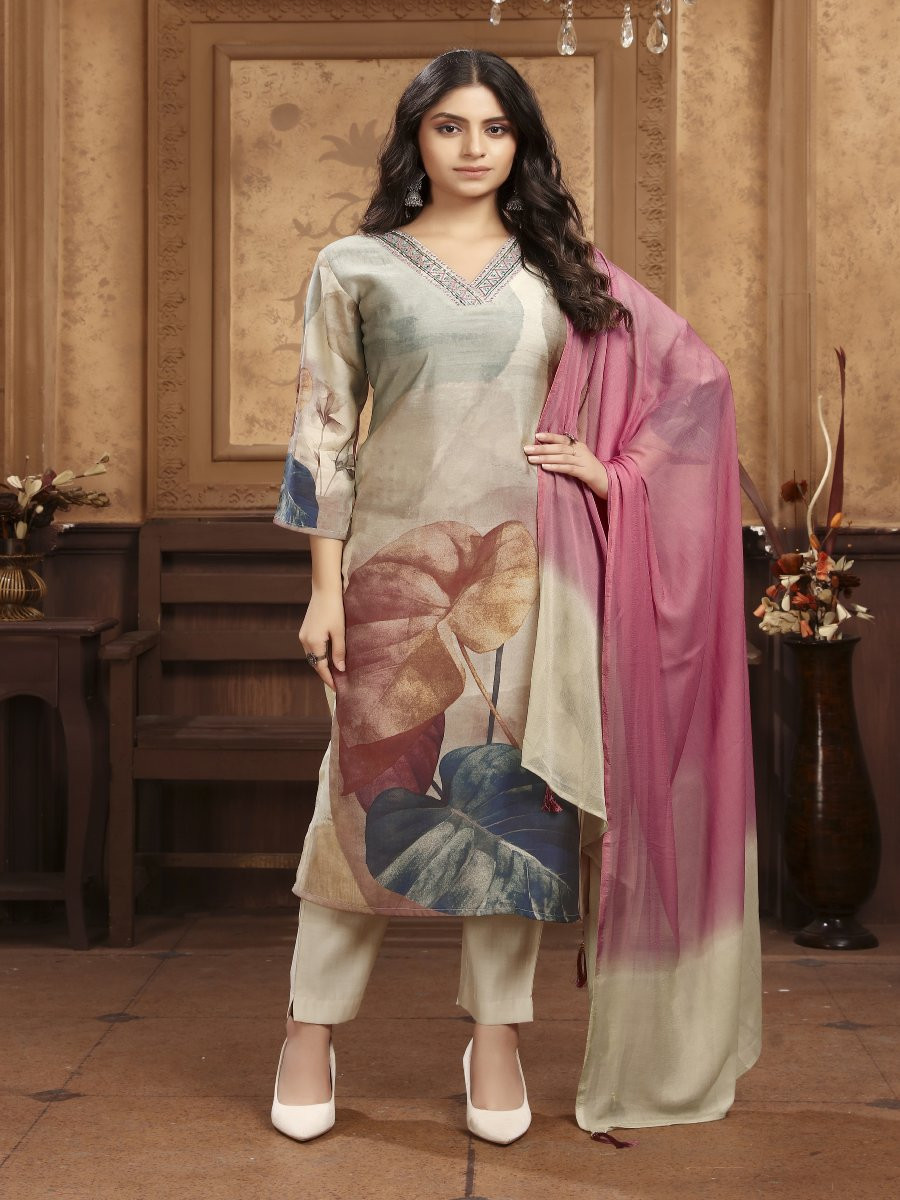 Multi Premium Chanderi Silk Printed Wedding Party Festival Casual Ready Pant Salwar Kameez