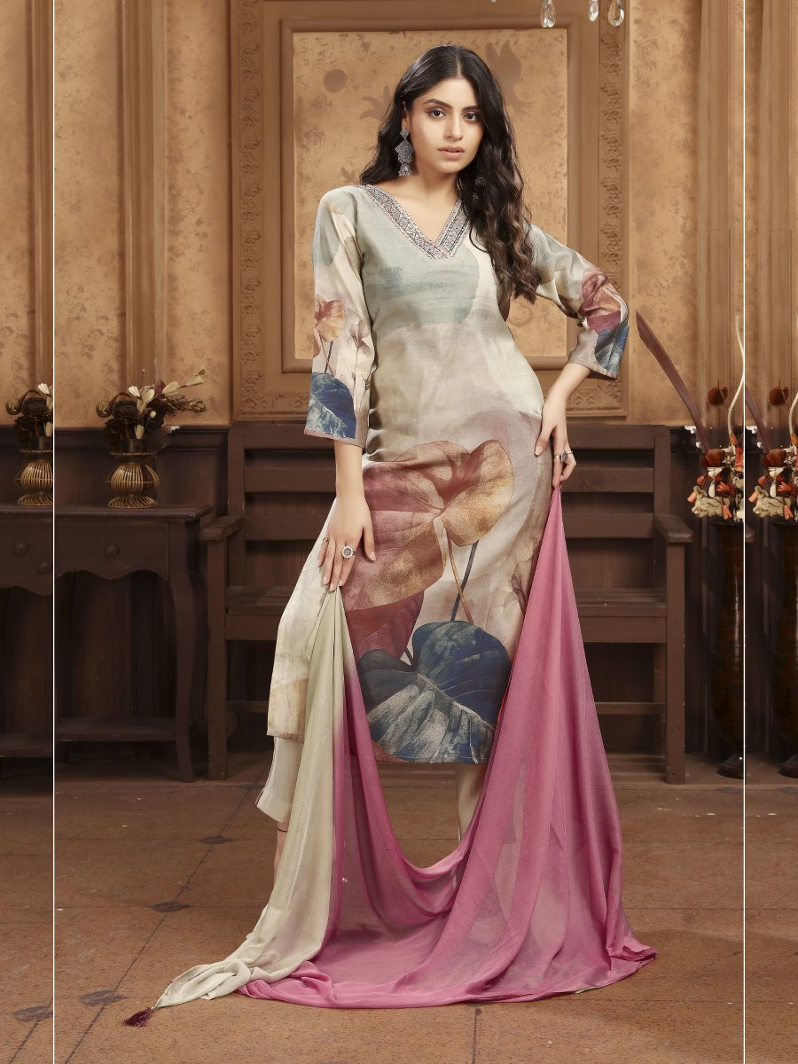 Multi Premium Chanderi Silk Printed Wedding Party Festival Casual Ready Pant Salwar Kameez