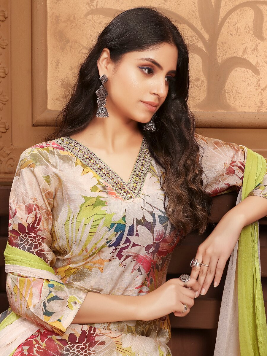 Multi Premium Chanderi Silk Printed Wedding Party Festival Casual Ready Pant Salwar Kameez
