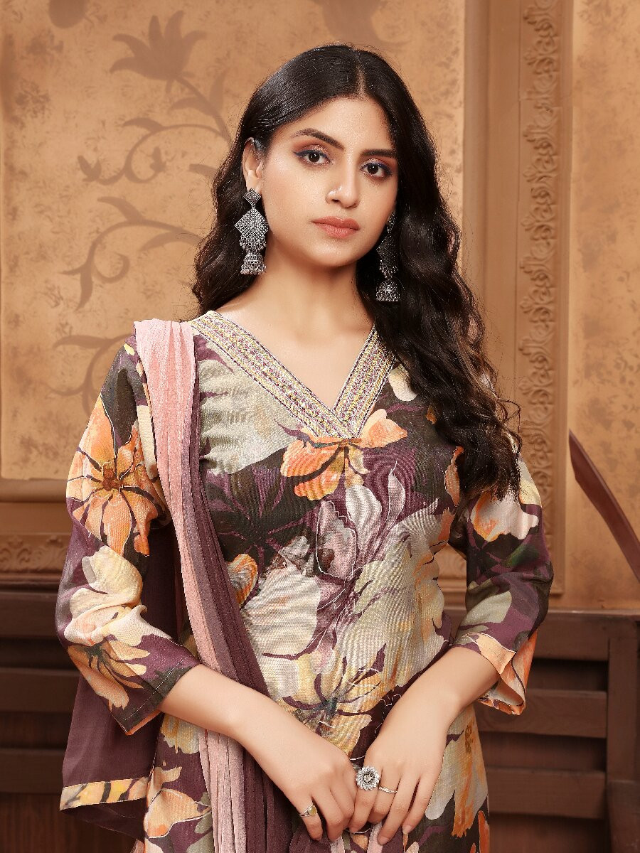 Multi Premium Chanderi Silk Printed Wedding Party Festival Casual Ready Pant Salwar Kameez