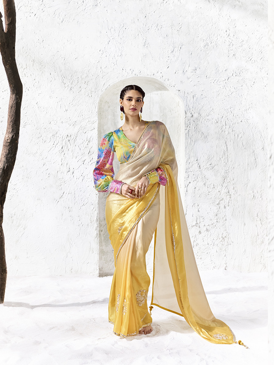 Multi Premium Luxe Silk Organza Embroidery Sequins Wedding Reception Party Festival Casual Heavy Border Sarees