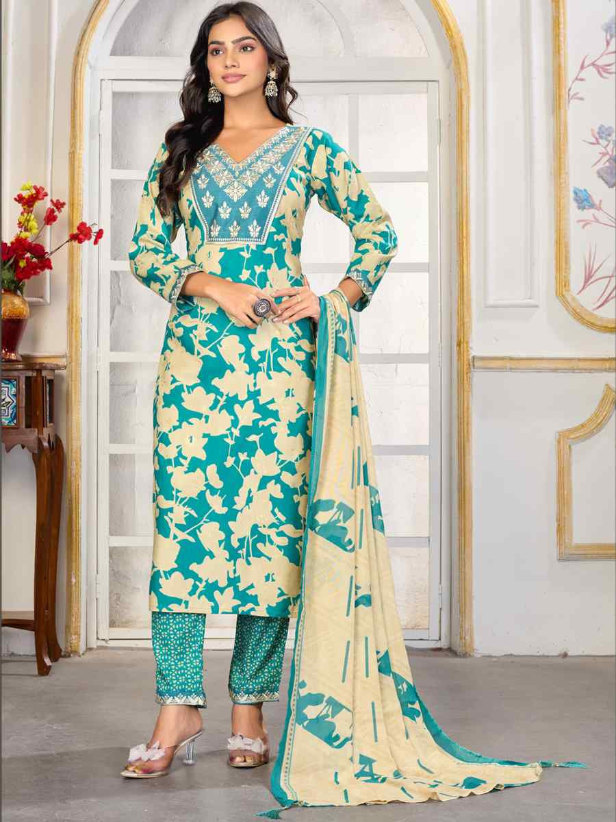 Multi Premium Rayon Embroidery Printed Party Wedding Festival Casual Ready Pant Salwar Kameez