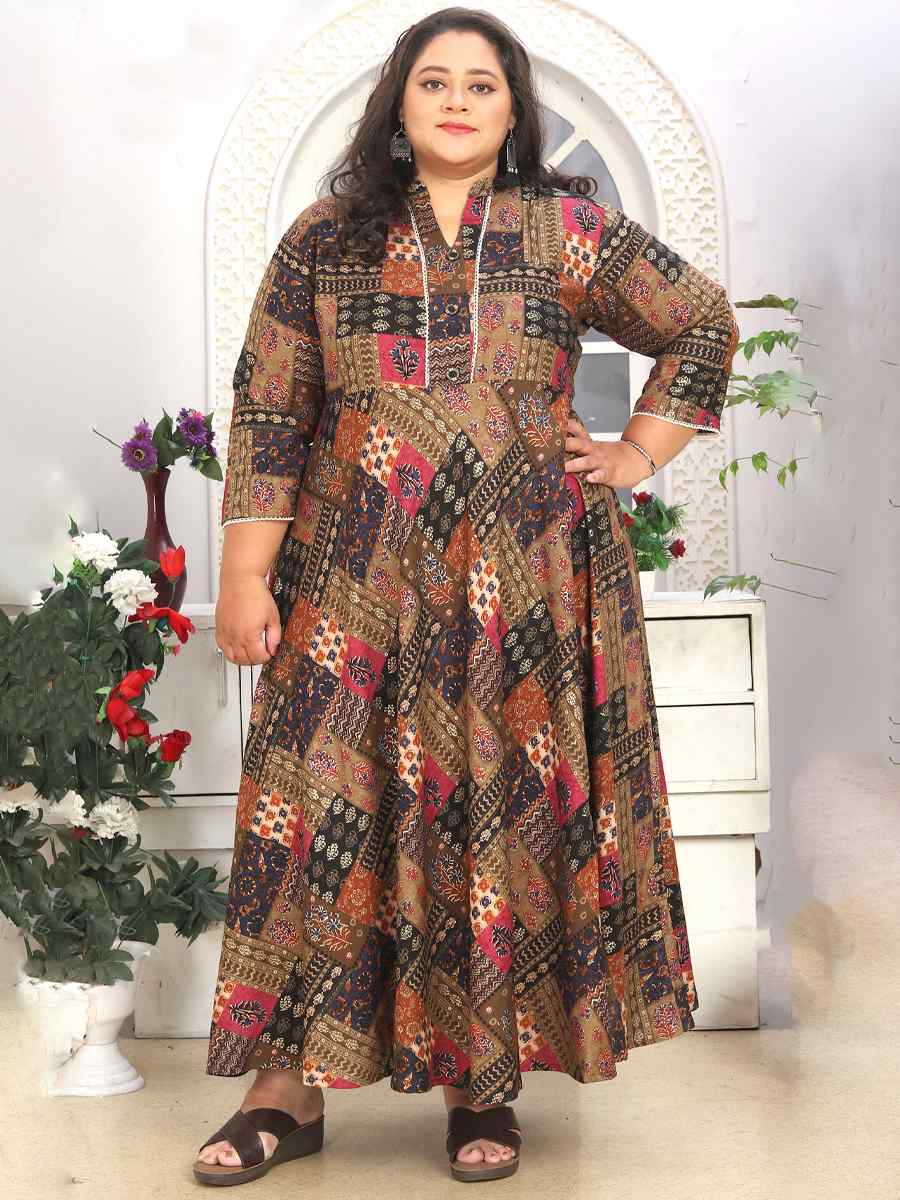 Multi Premium Rayon Printed Festival Casual Kurti With Bottom