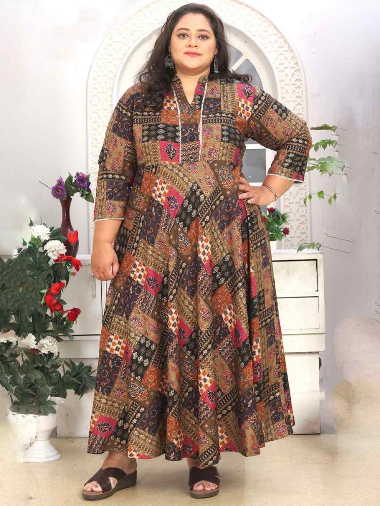 Multi Premium Rayon Printed Festival Casual Kurti With Bottom