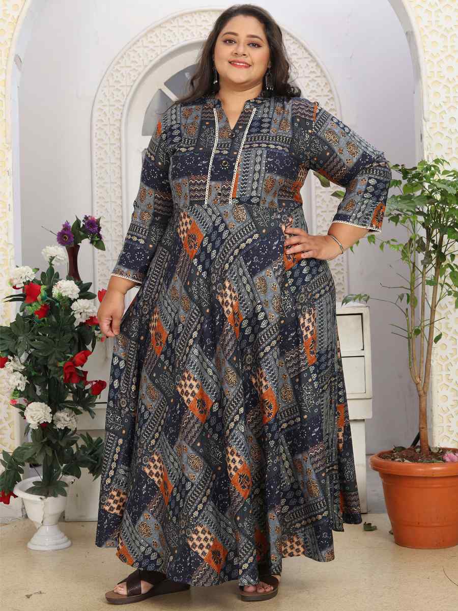 Multi Premium Rayon Printed Festival Casual Kurti With Bottom