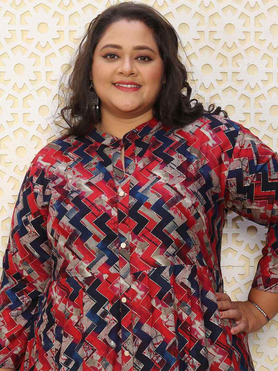 Multi Premium Rayon Printed Festival Casual Kurti With Bottom