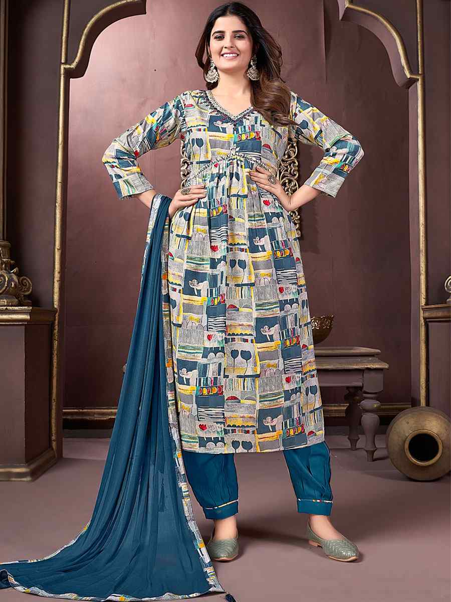 Multi Premium Rayon Printed Festival Wedding Ready Pant Salwar Kameez