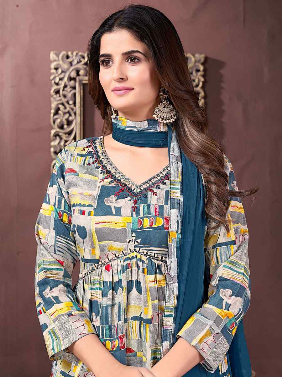 Multi Premium Rayon Printed Festival Wedding Ready Pant Salwar Kameez