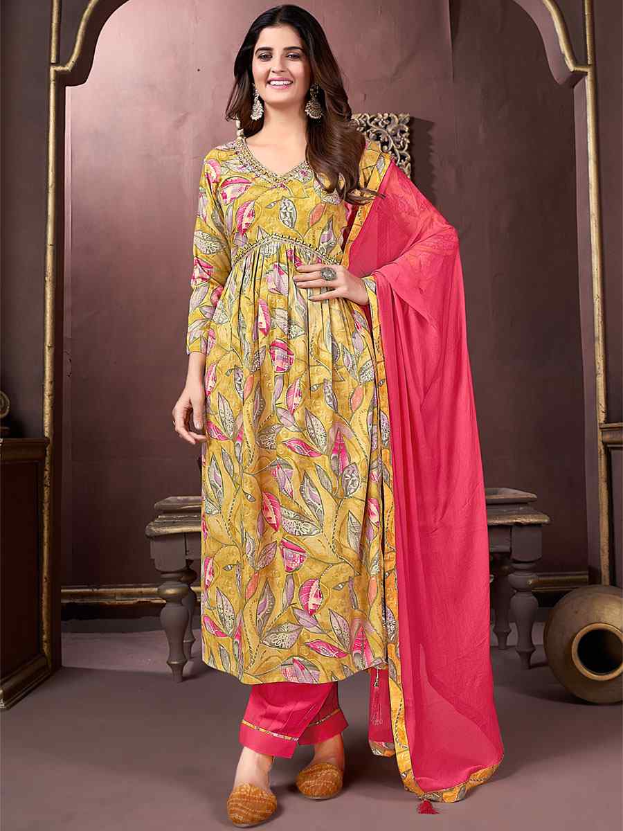 Multi Premium Rayon Printed Festival Wedding Ready Pant Salwar Kameez