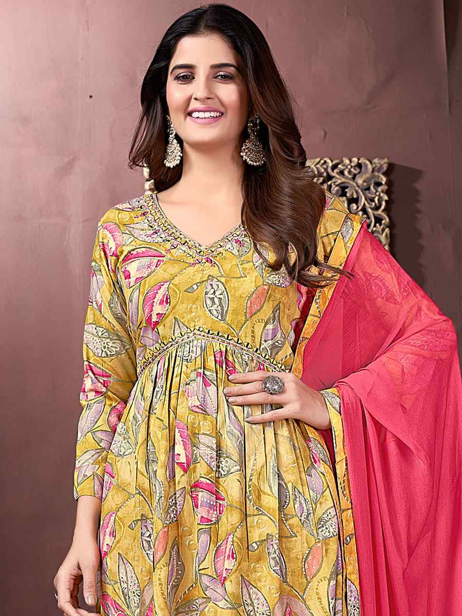 Multi Premium Rayon Printed Festival Wedding Ready Pant Salwar Kameez