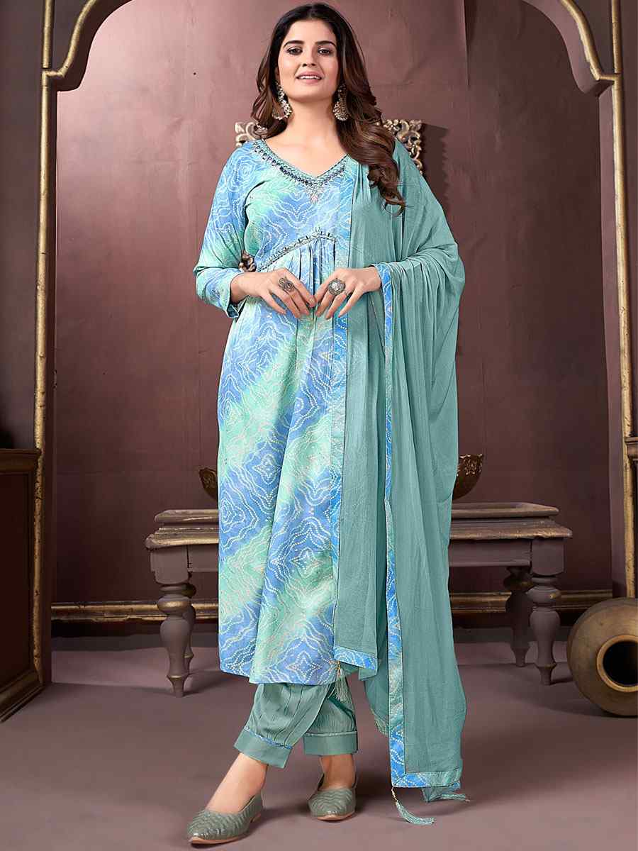Multi Premium Rayon Printed Festival Wedding Ready Pant Salwar Kameez