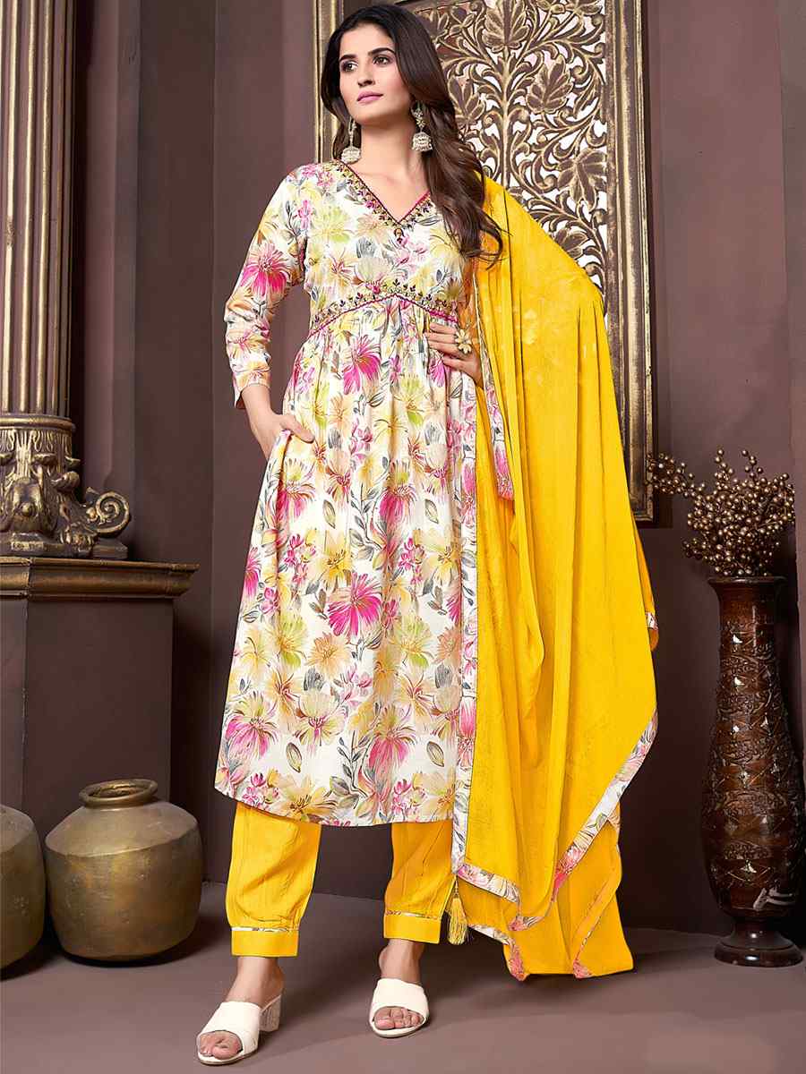 Multi Premium Rayon Printed Festival Wedding Ready Pant Salwar Kameez