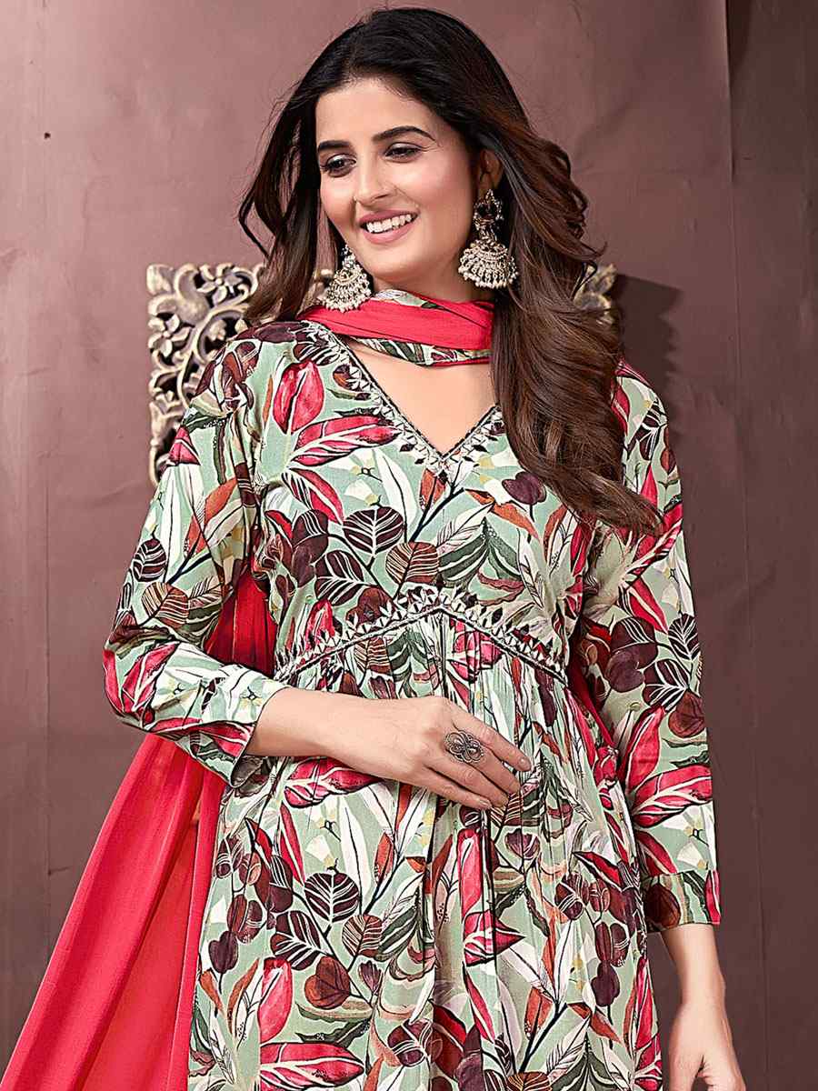 Multi Premium Rayon Printed Festival Wedding Ready Pant Salwar Kameez