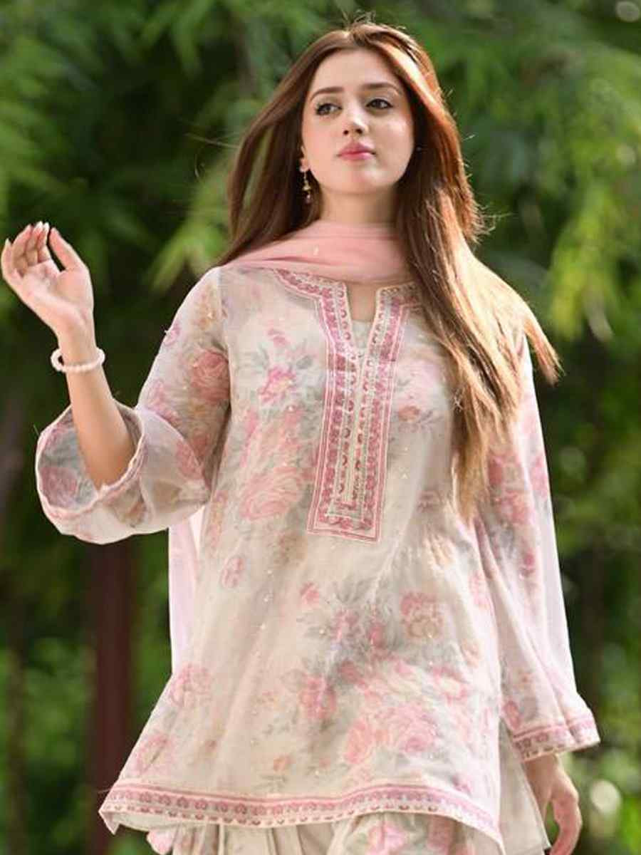 Multi Pure Chiffon Georgette Printed Mehendi Wedding Ready Farsi Pant Salwar Kameez