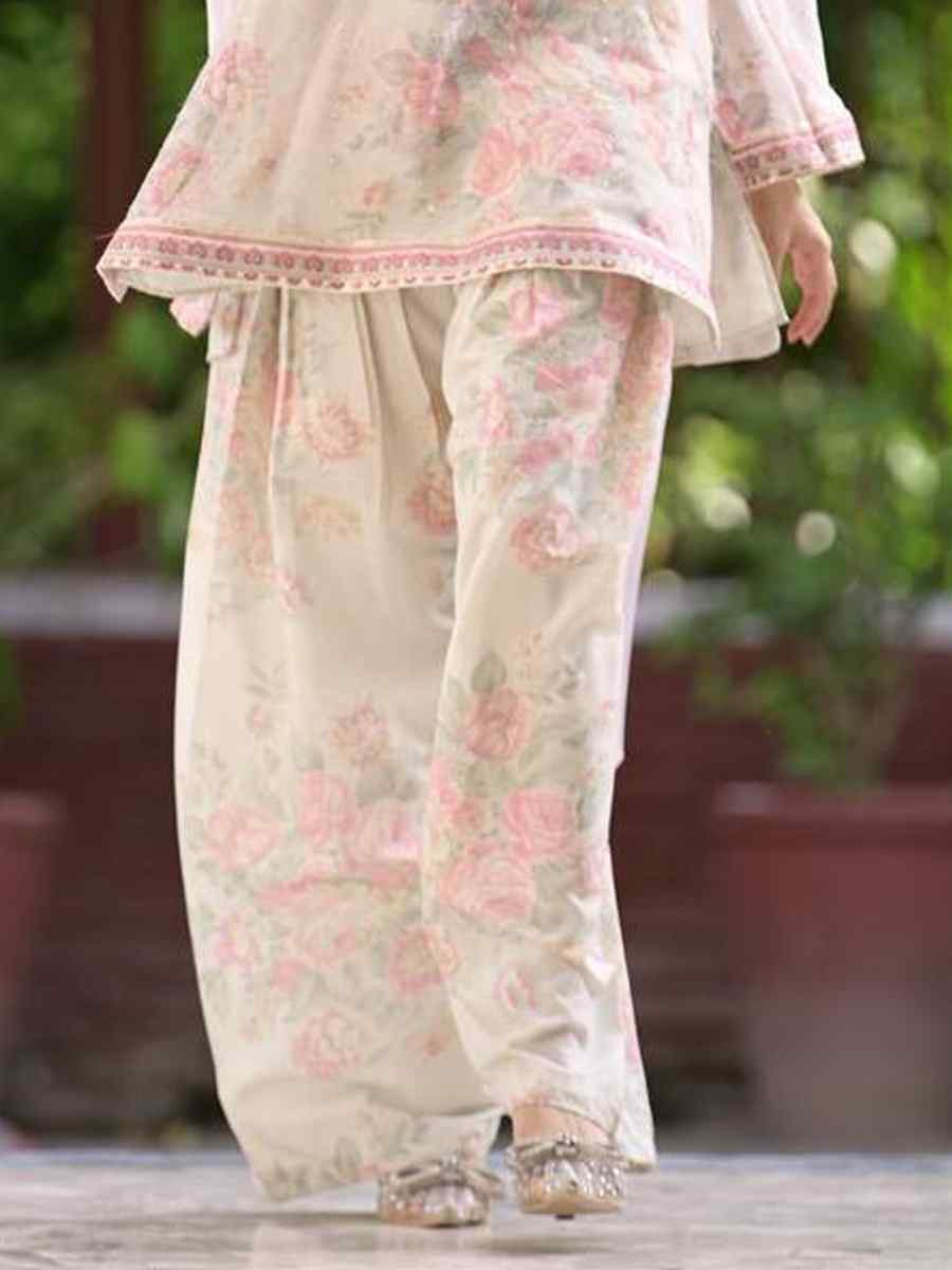 Multi Pure Chiffon Georgette Printed Mehendi Wedding Ready Farsi Pant Salwar Kameez