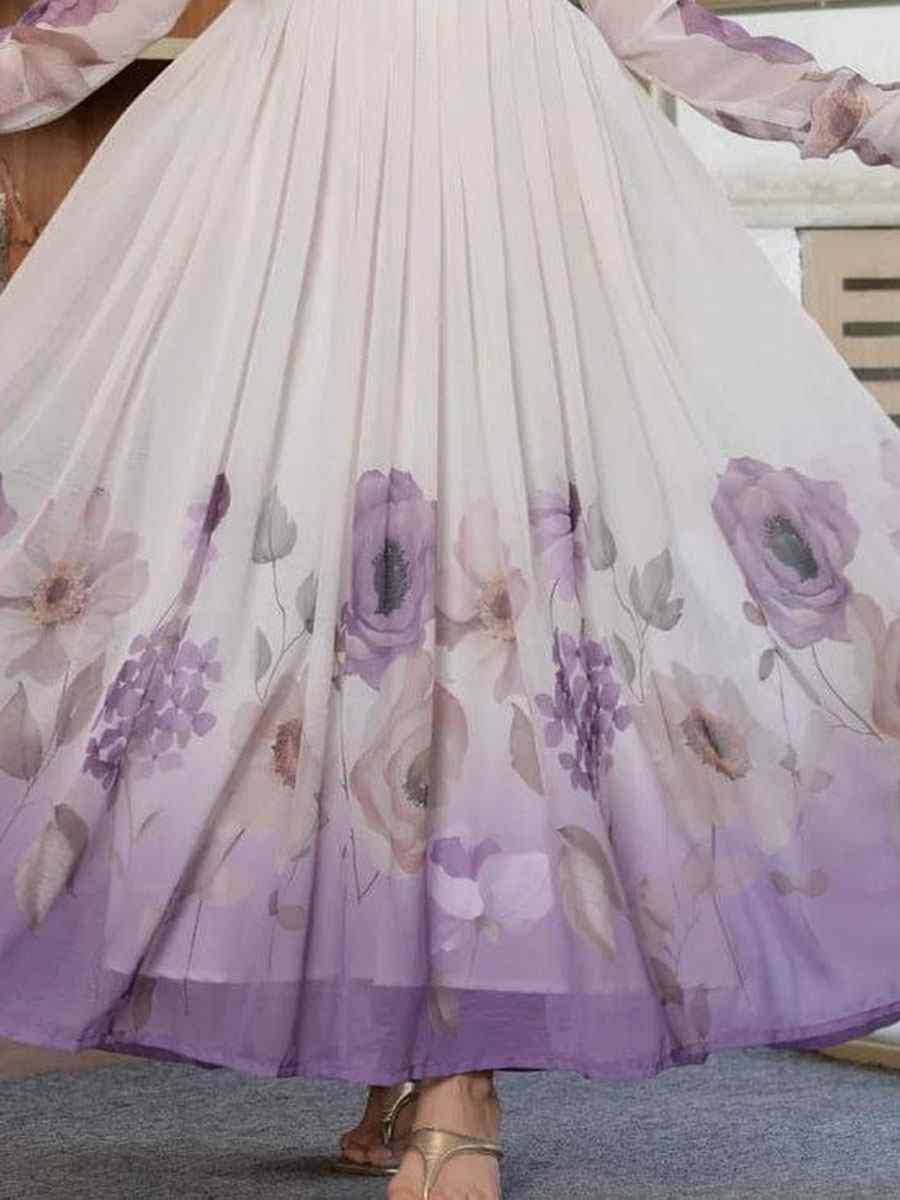 Multi Pure Chiffon Printed Embroidery Party Wedding Festival Casual Ready Anarkali Salwar Kameez