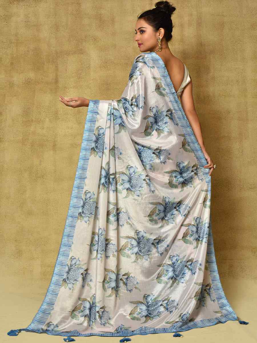 Multi Pure Chinon Printed Party Festival Contemporary Saree