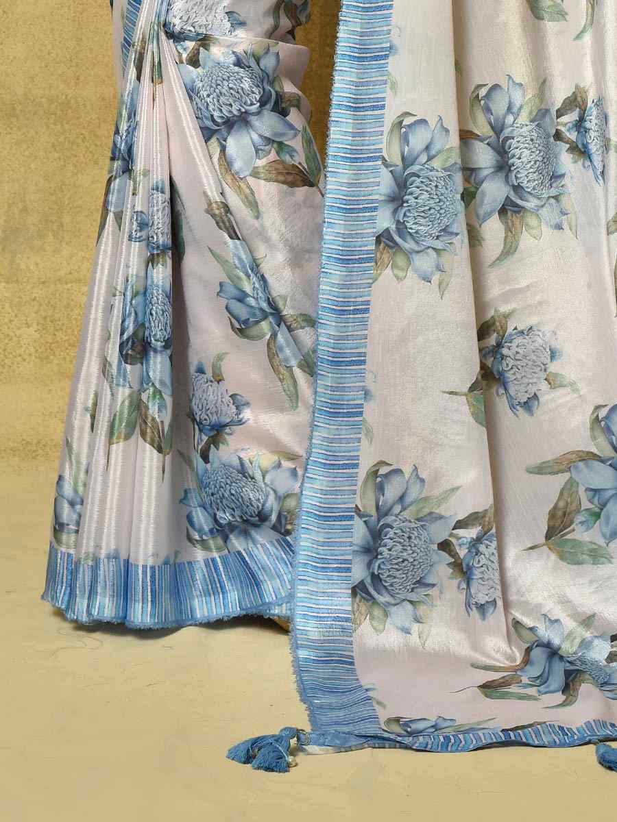 Multi Pure Chinon Printed Party Festival Contemporary Saree