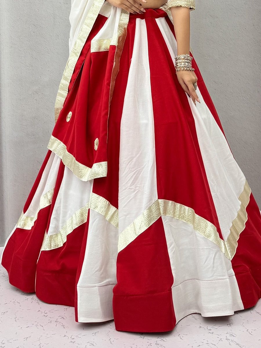 Multi Pure Coton Heavy Gota Patti Lace Wedding Reception Party Wear Festival Ready Circular Lehenga Choli