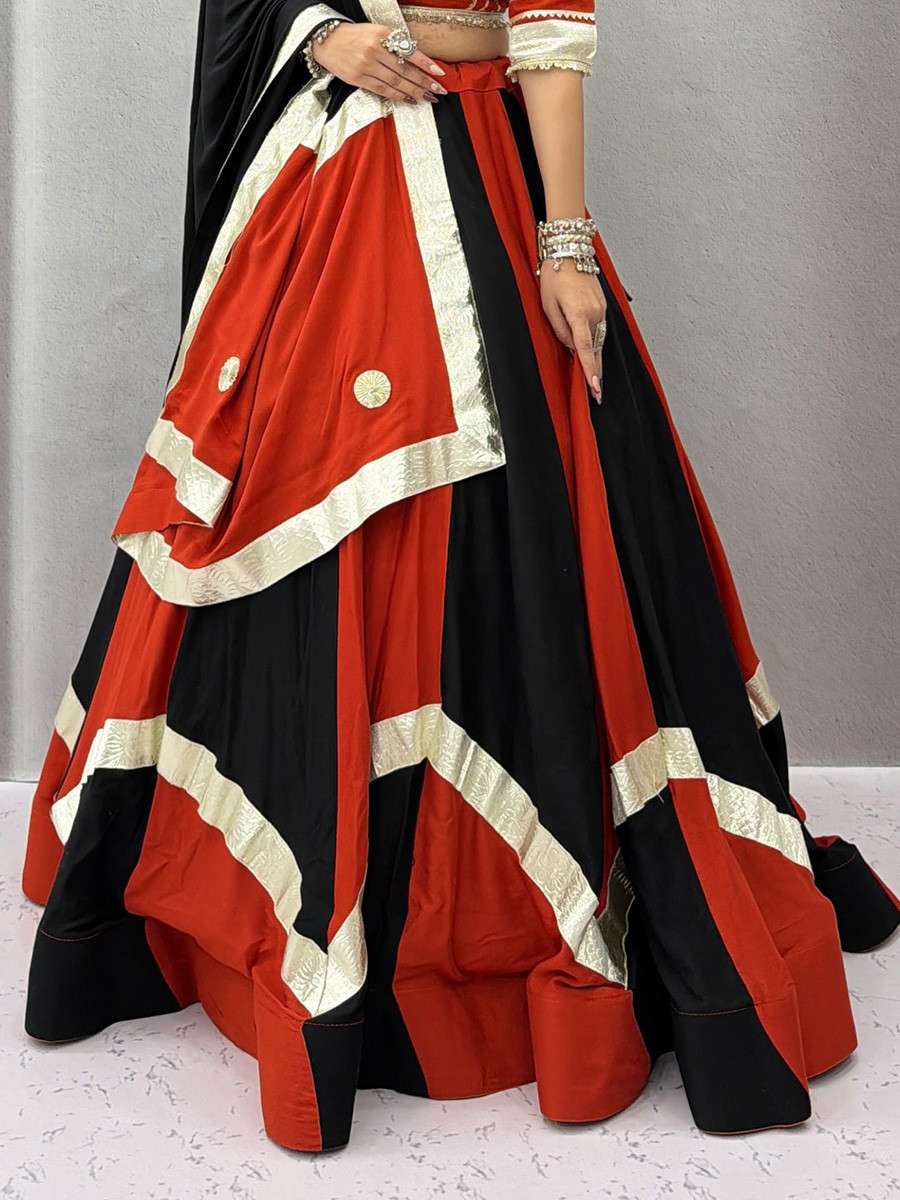 Multi Pure Coton Heavy Gota Patti Lace Wedding Reception Party Wear Festival Ready Circular Lehenga Choli