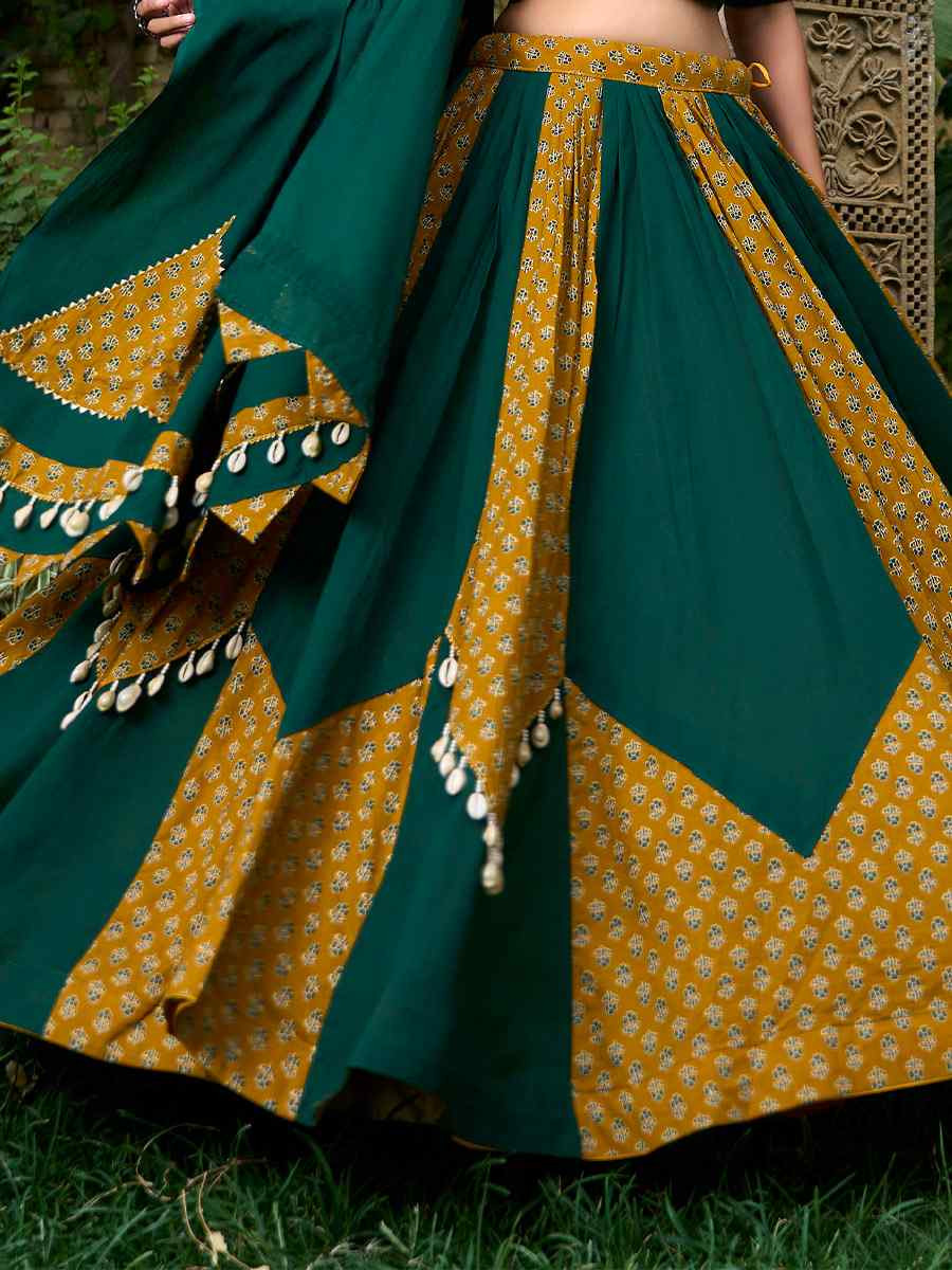 Multi Pure Cotton Printed Festival Mehendi Traditional Lehenga Choli