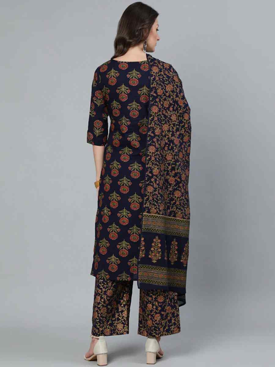 Multi Pure Cotton Printed Festival Party Palazzo Pant Salwar Kameez