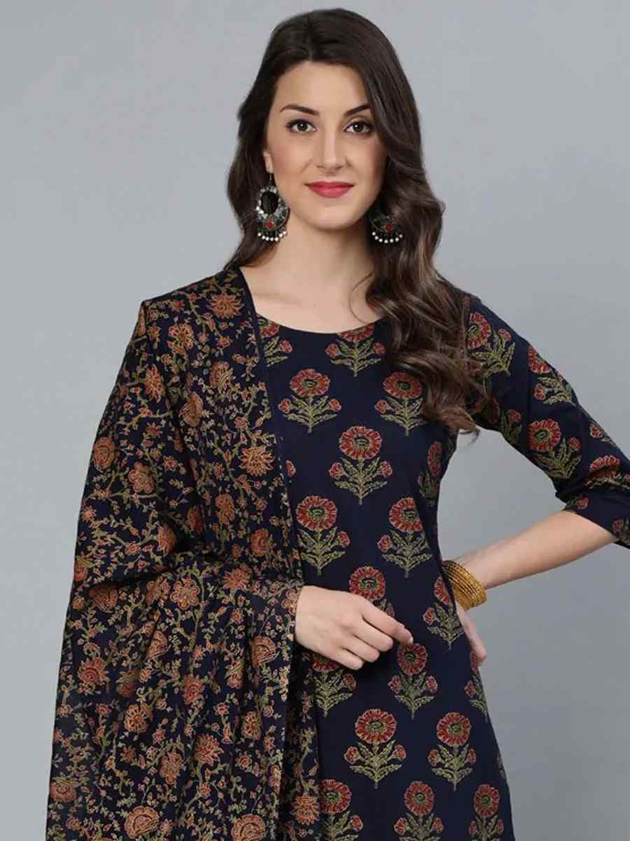 Multi Pure Cotton Printed Festival Party Palazzo Pant Salwar Kameez