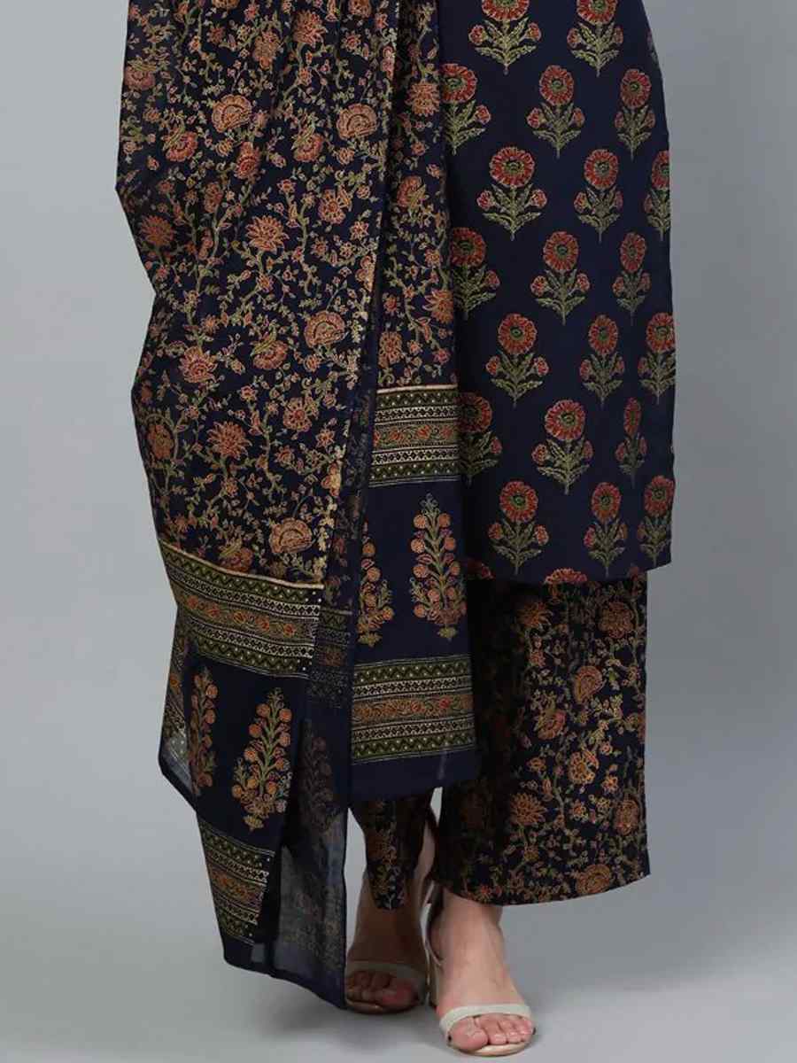 Multi Pure Cotton Printed Festival Party Palazzo Pant Salwar Kameez