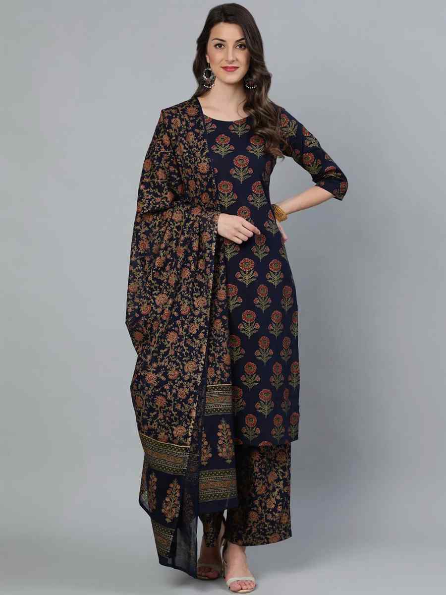 Multi Pure Cotton Printed Festival Party Palazzo Pant Salwar Kameez