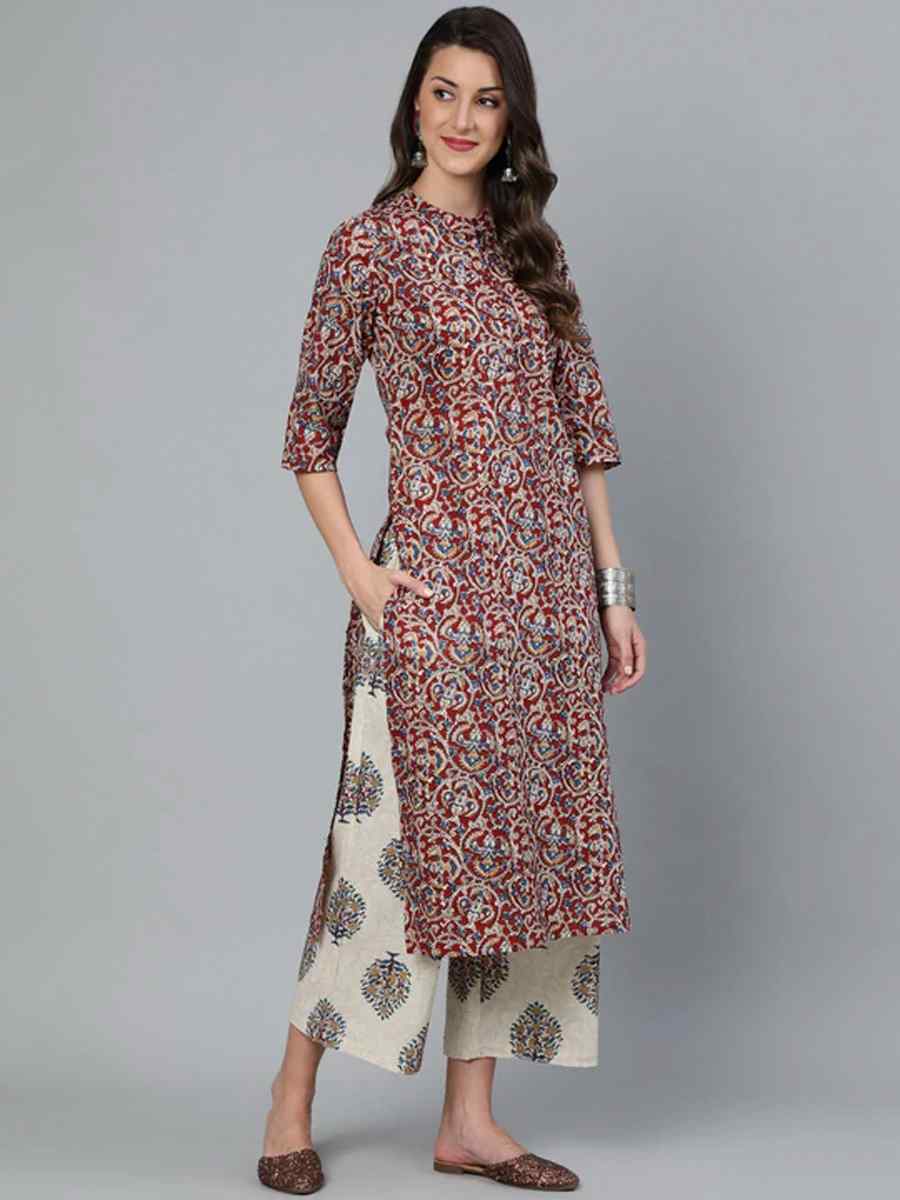 Multi Pure Cotton Printed Festival Party Palazzo Pant Salwar Kameez
