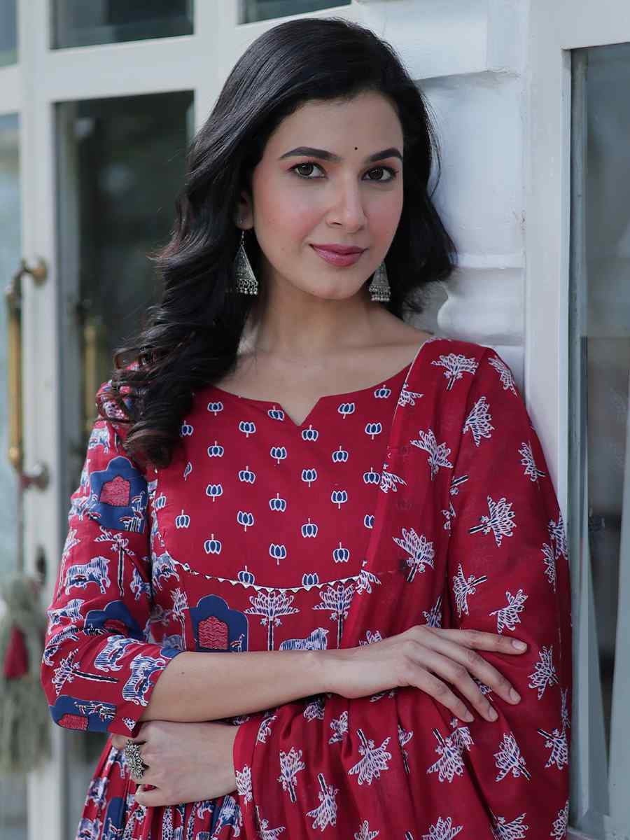 Multi Pure Cotton Printed Mehendi Wedding Ready Anarkali Salwar Kameez