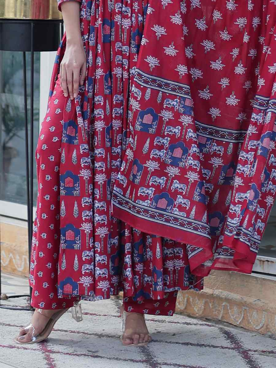 Multi Pure Cotton Printed Mehendi Wedding Ready Anarkali Salwar Kameez