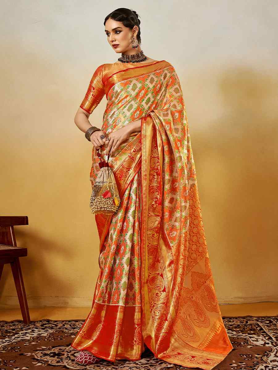 Multi Pure Dharmavarm Silk Handwoven Festival Wedding Fancy Heavy Border Saree