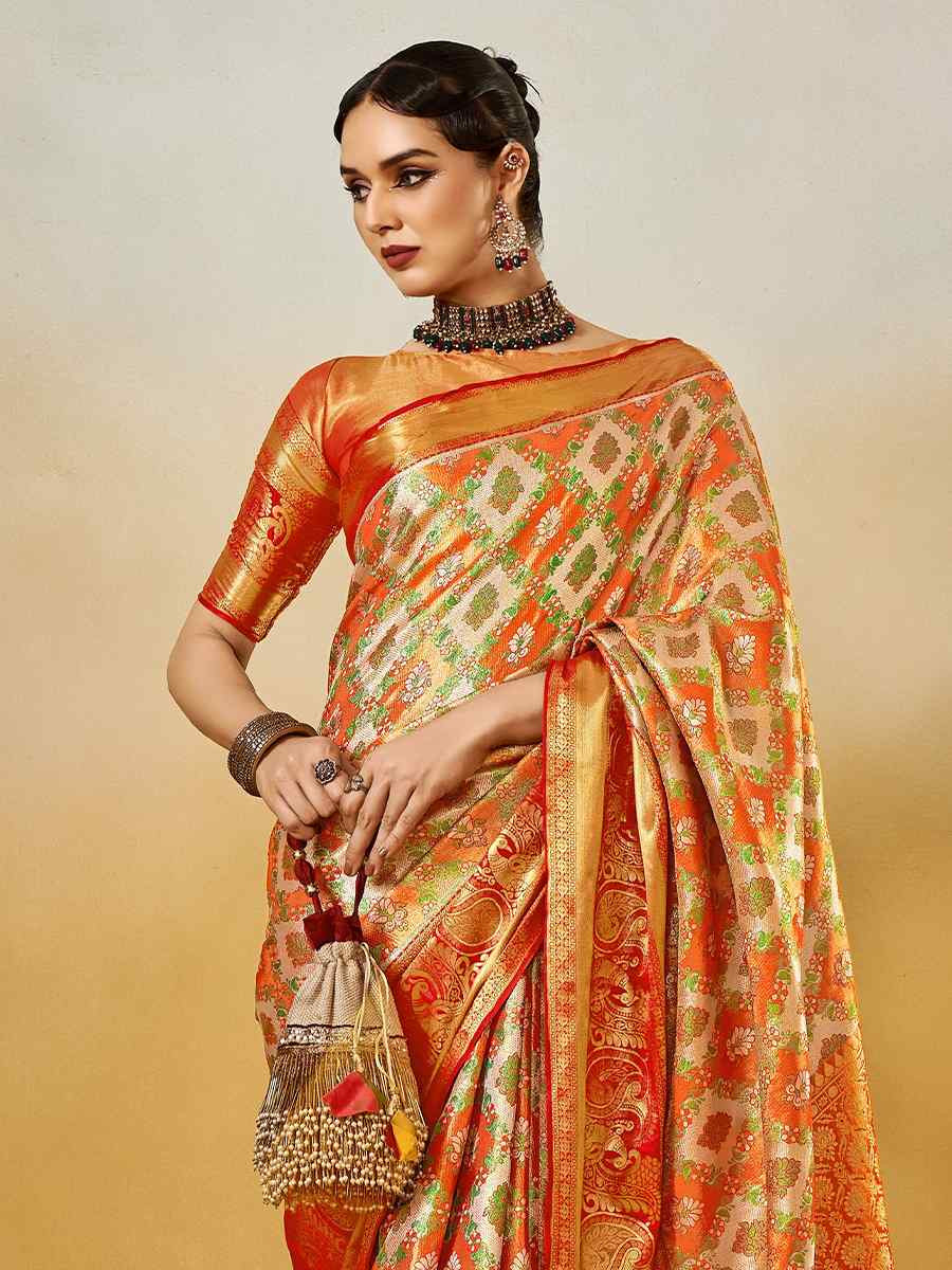 Multi Pure Dharmavarm Silk Handwoven Festival Wedding Fancy Heavy Border Saree