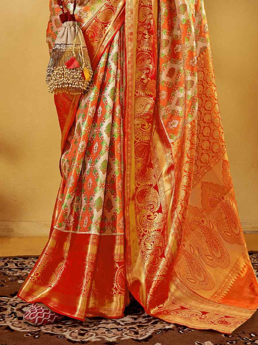 Multi Pure Dharmavarm Silk Handwoven Festival Wedding Fancy Heavy Border Saree