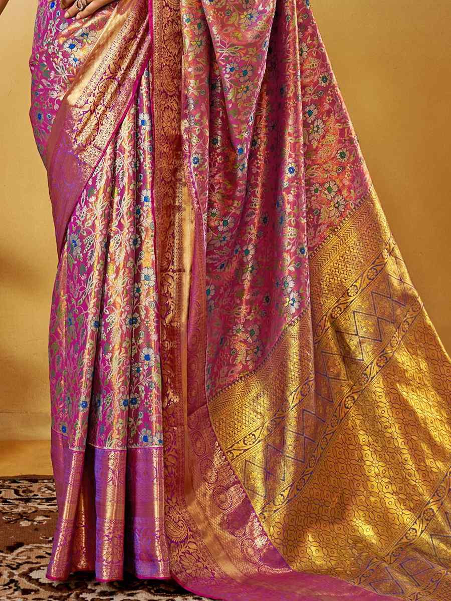Multi Pure Dharmavarm Silk Handwoven Festival Wedding Fancy Heavy Border Saree