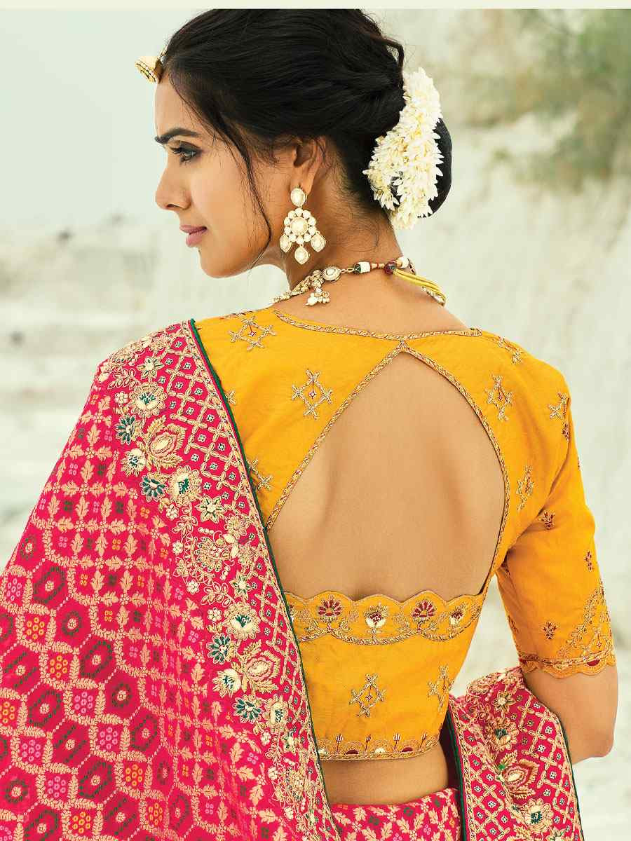 Multi Pure Georgette Handwoven Embroidery Bridal Festival Wedding Traditional Fancy Heavy Border Sarees