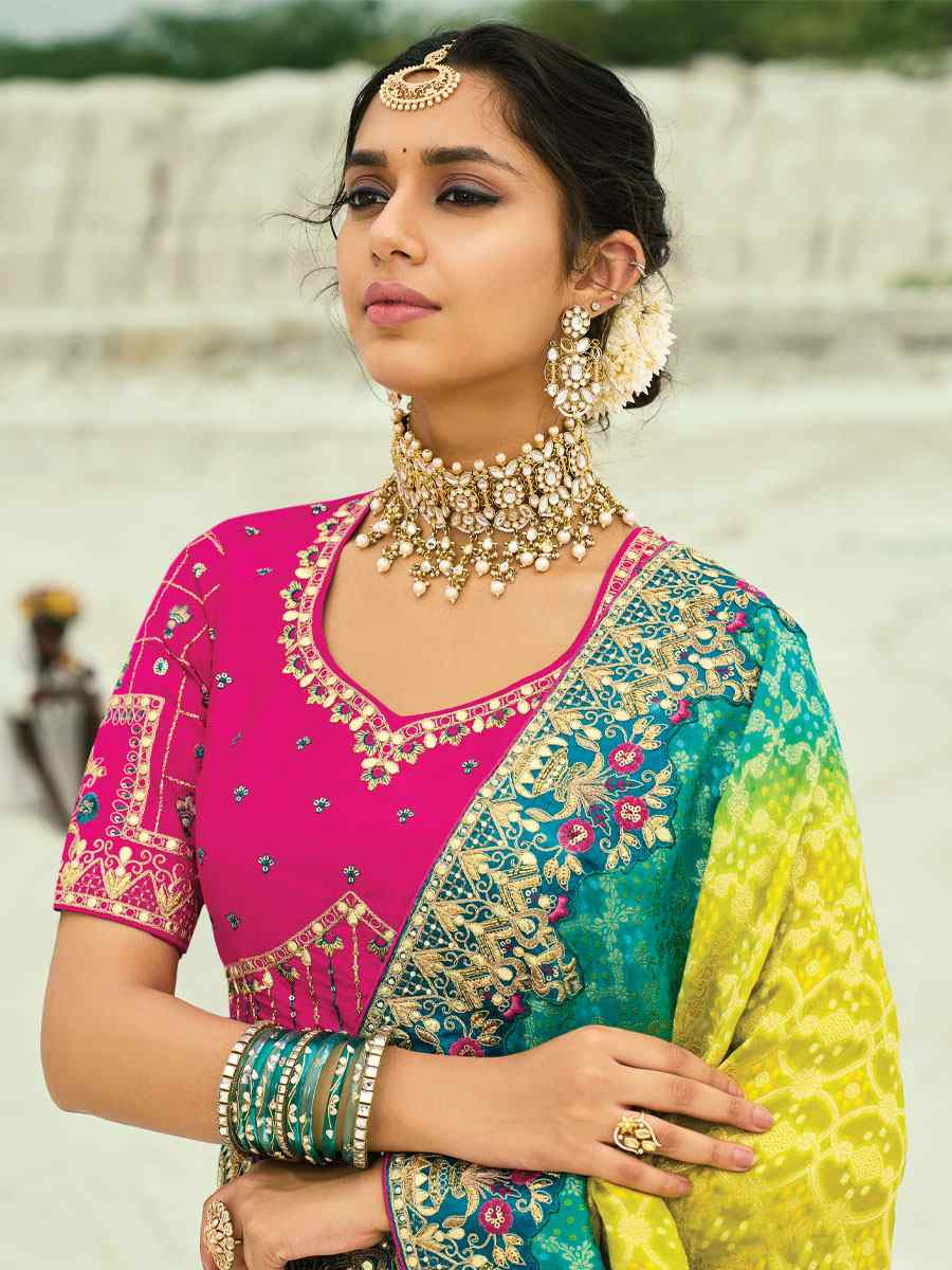 Multi Pure Georgette Handwoven Embroidery Bridal Festival Wedding Traditional Fancy Heavy Border Sarees