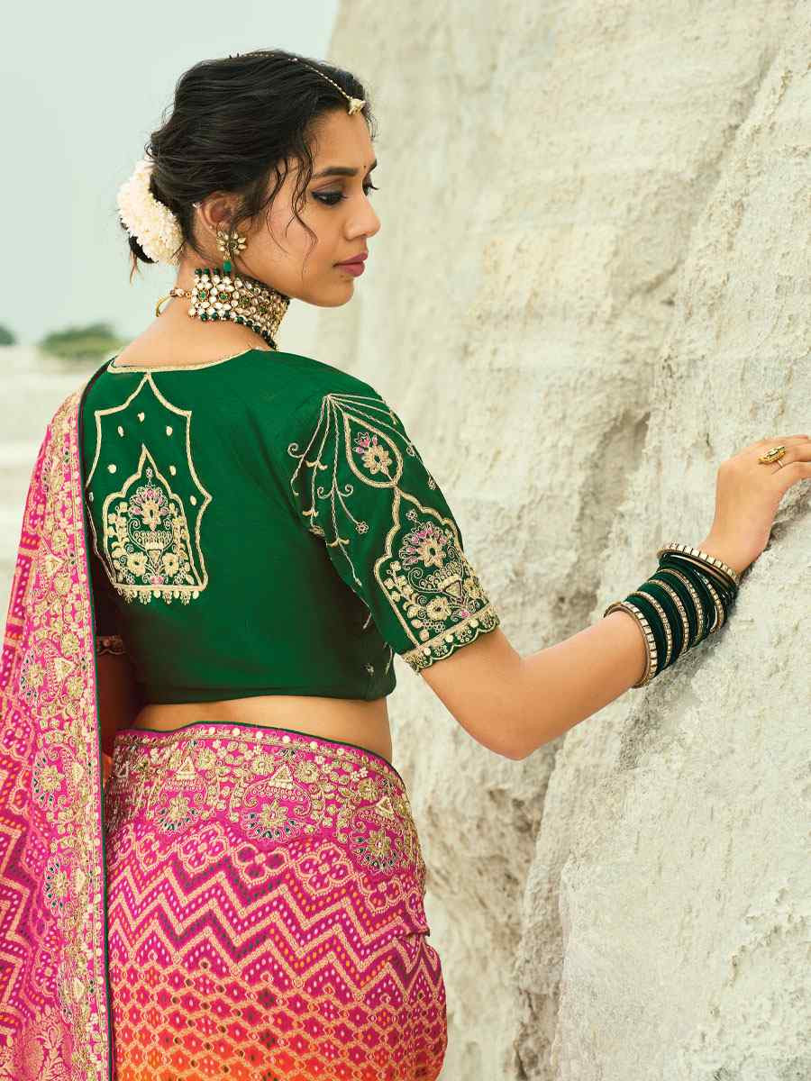 Multi Pure Georgette Handwoven Embroidery Bridal Festival Wedding Traditional Fancy Heavy Border Sarees