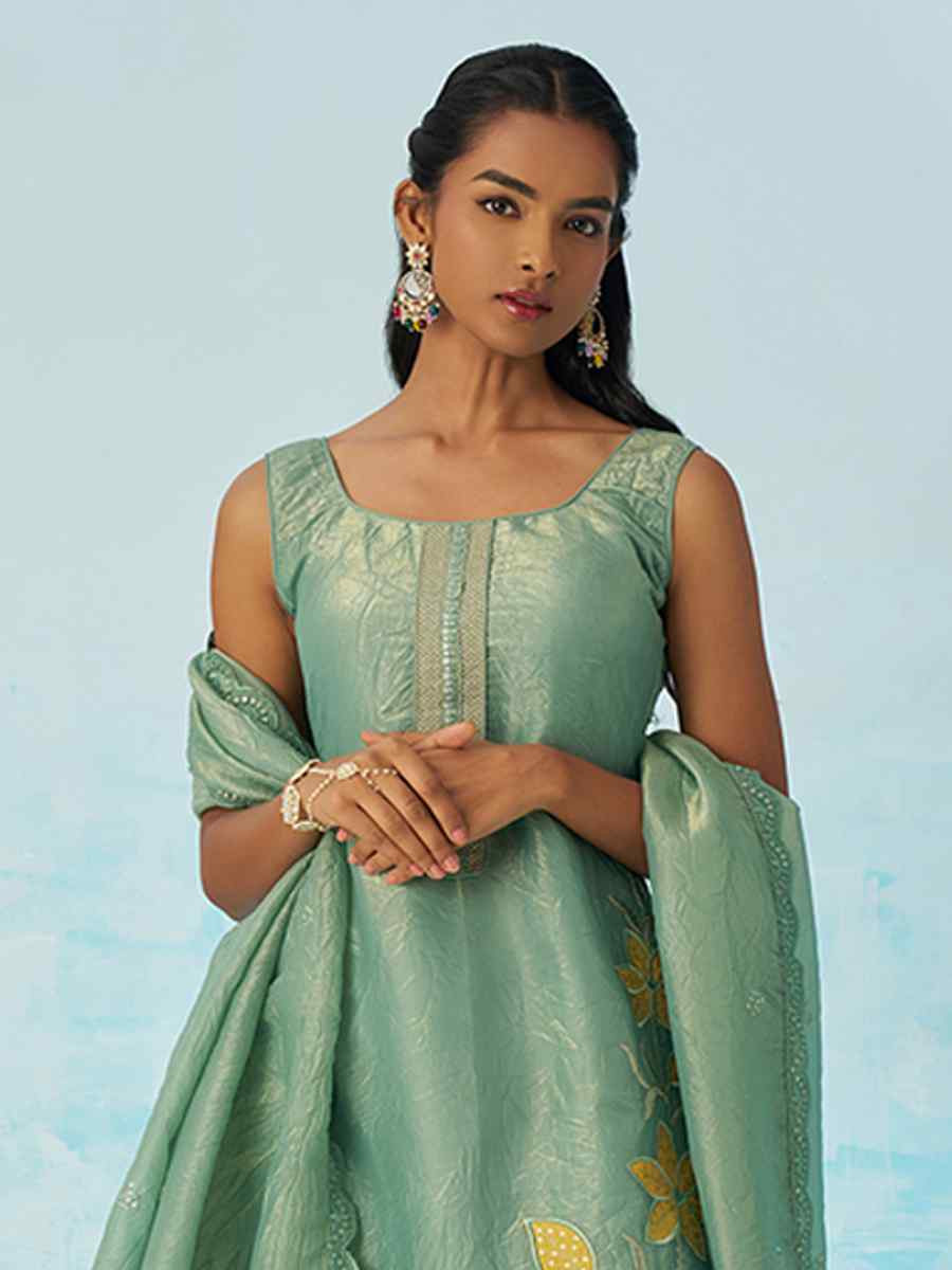 Multi Pure Muslin Embroidered Festival Casual Ready Pant Salwar Kameez