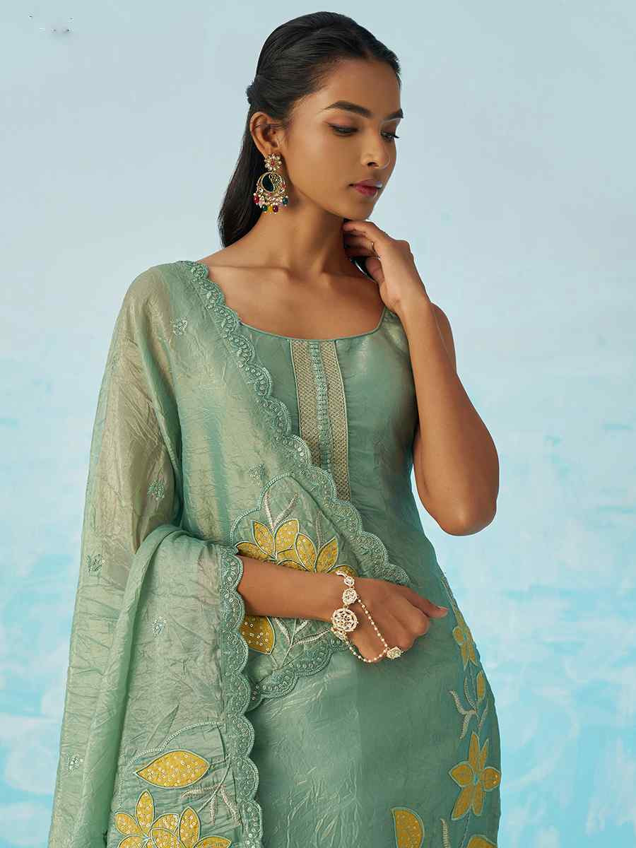 Multi Pure Muslin Embroidered Festival Casual Ready Pant Salwar Kameez
