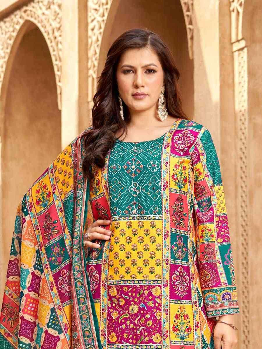 Multi Pure Muslin Embroidery Party Wedding Festival Casual Ready Pant Salwar Kameez