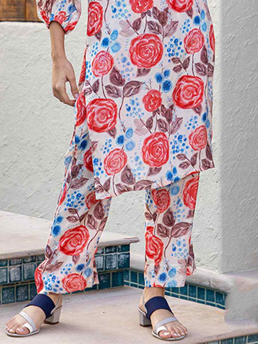 Multi Pure Muslin Printed Festival Casual Kurti