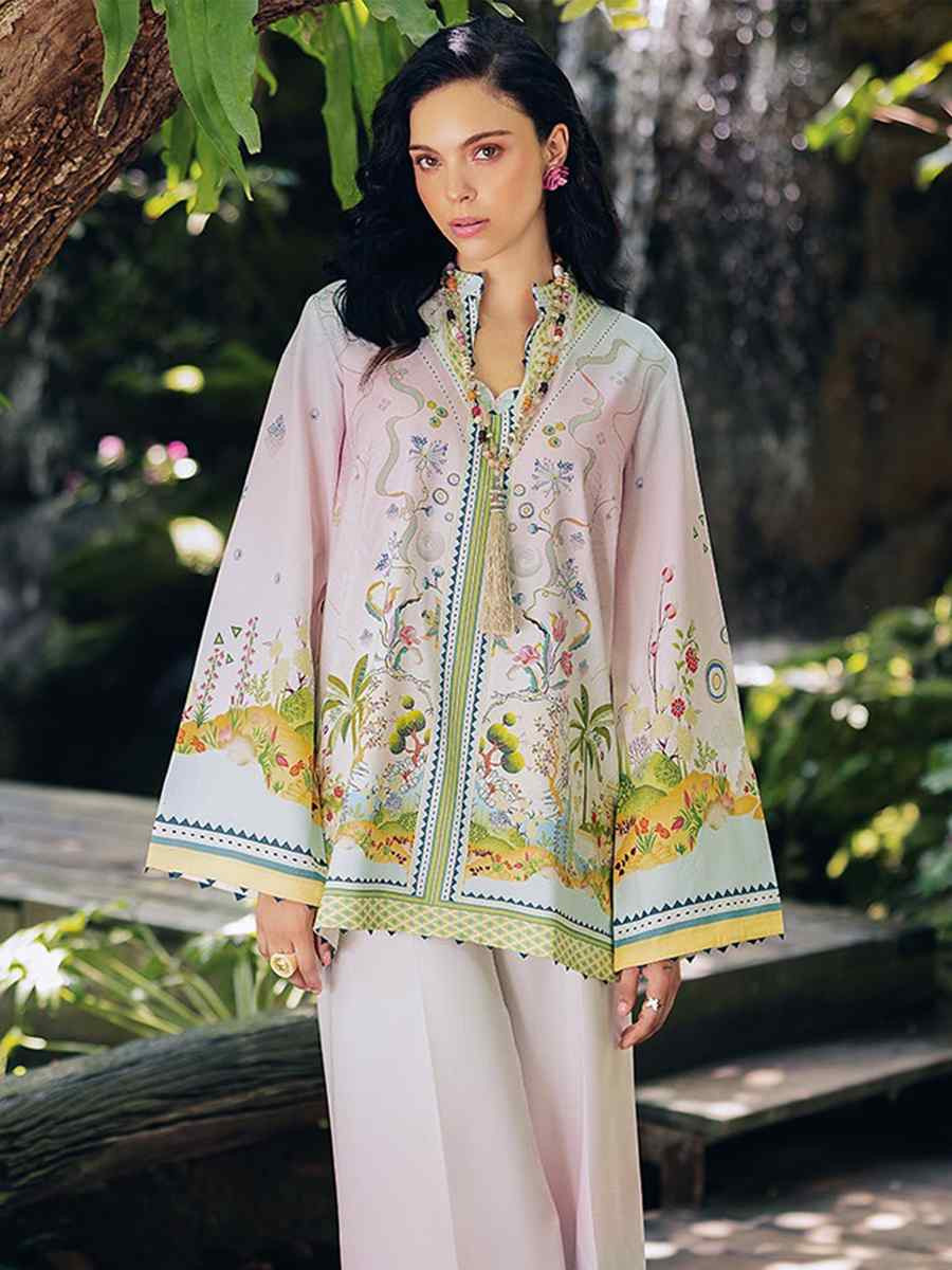 Multi Pure Natural Crepe Embroidered Festival Casual Kurti