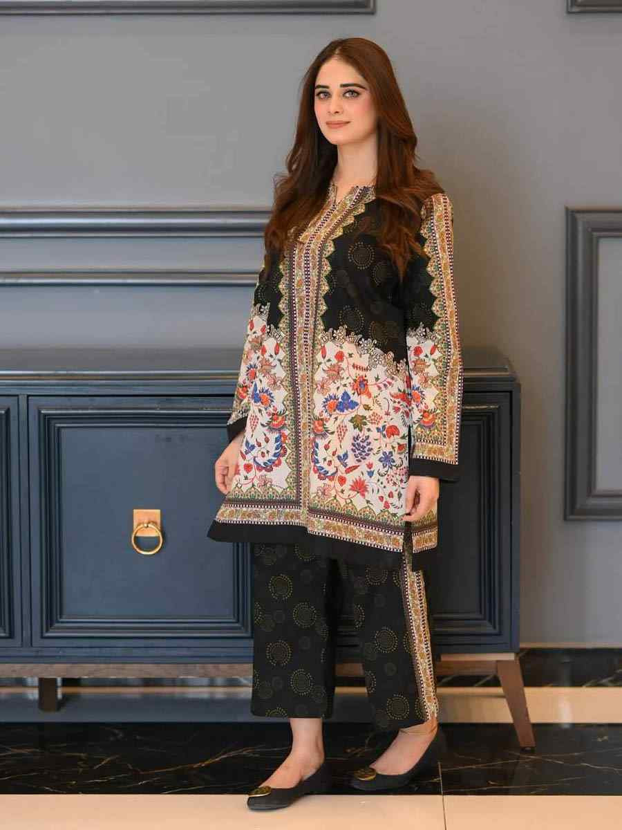 Multi Pure Natural Crepe Embroidered Festival Casual Ready Palazzo Salwar Kameez