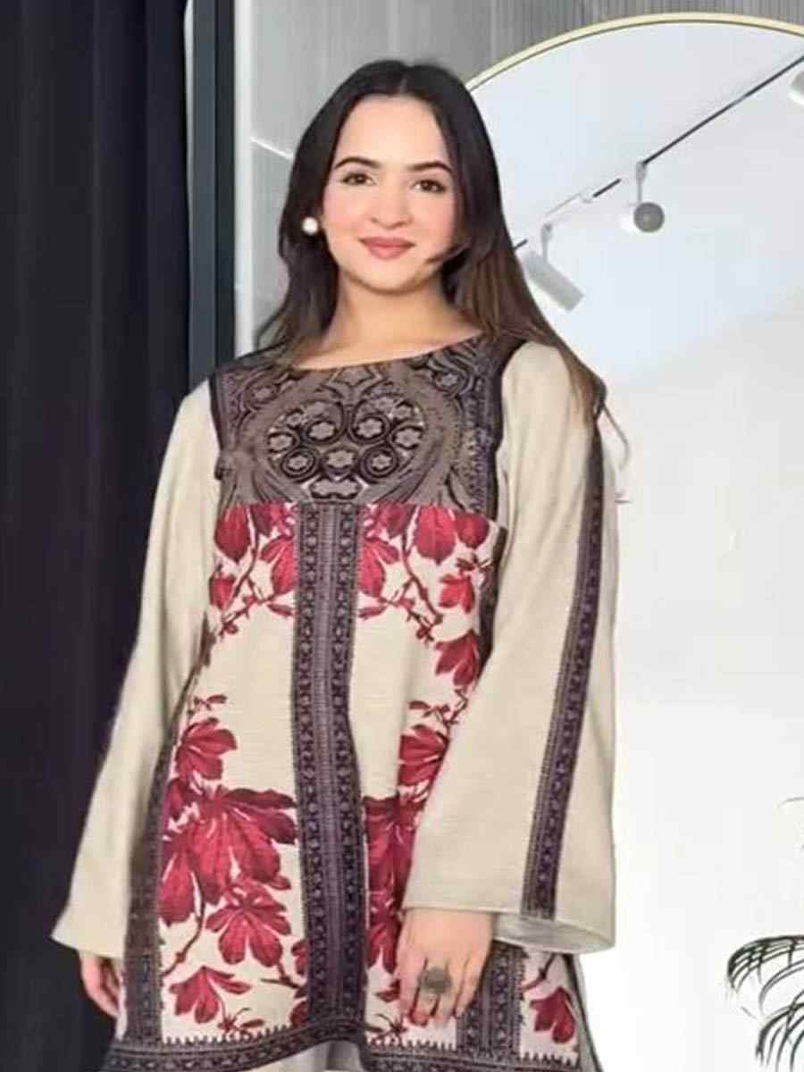 Multi Pure Natural Crepe Embroidered Festival Casual Ready Pant Salwar Kameez