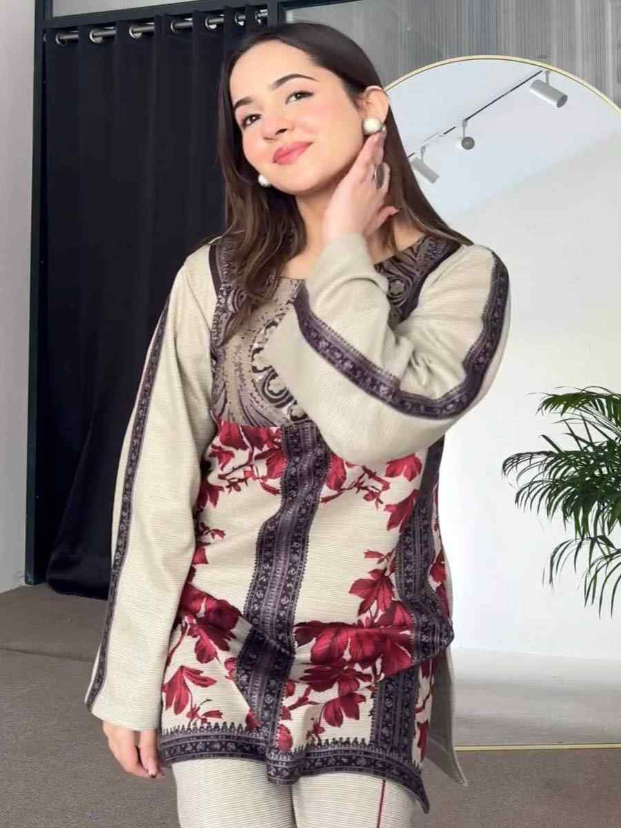 Multi Pure Natural Crepe Embroidered Festival Casual Ready Pant Salwar Kameez