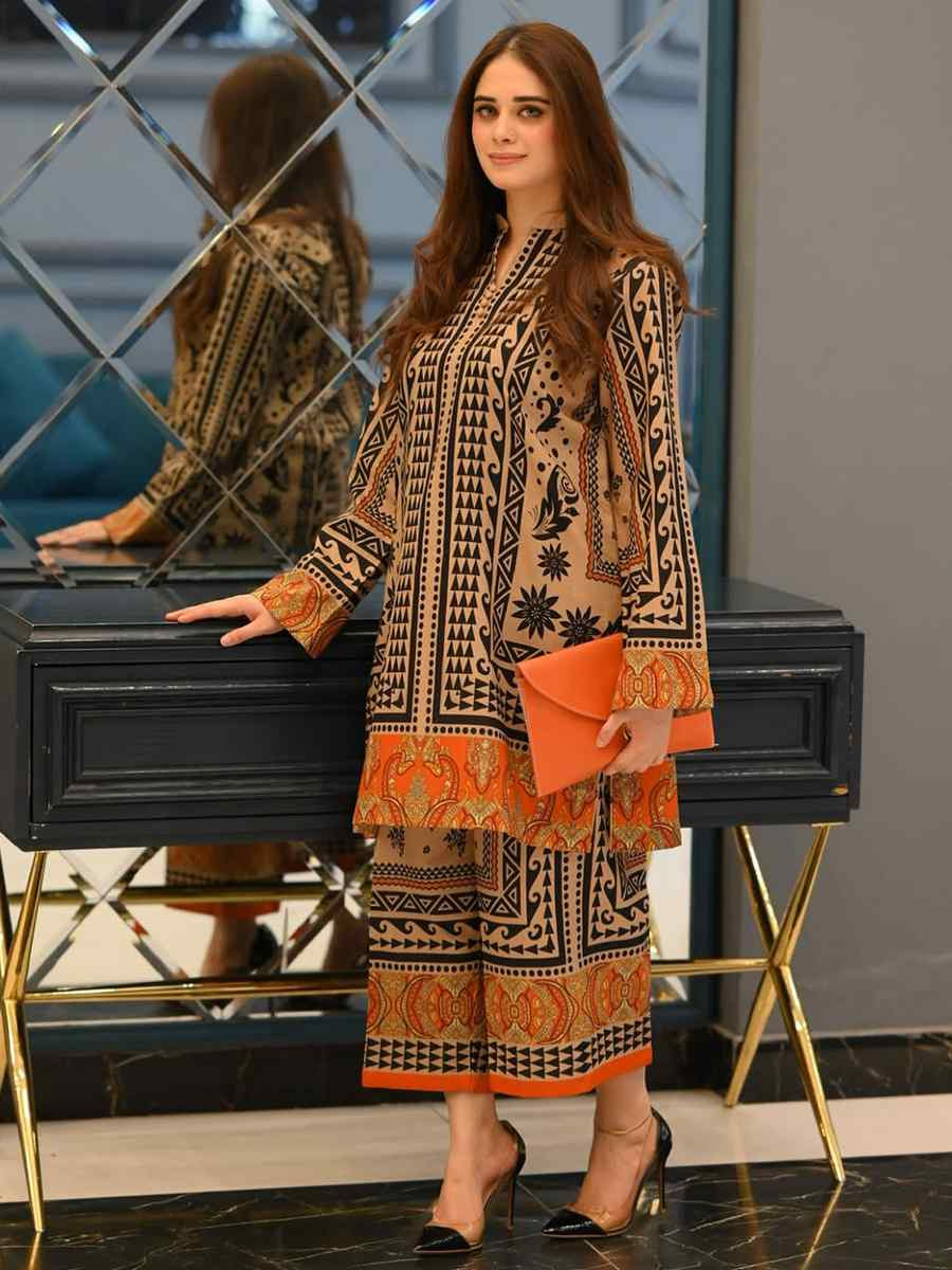 Multi Pure Natural Crepe Printed Festival Casual Kurti