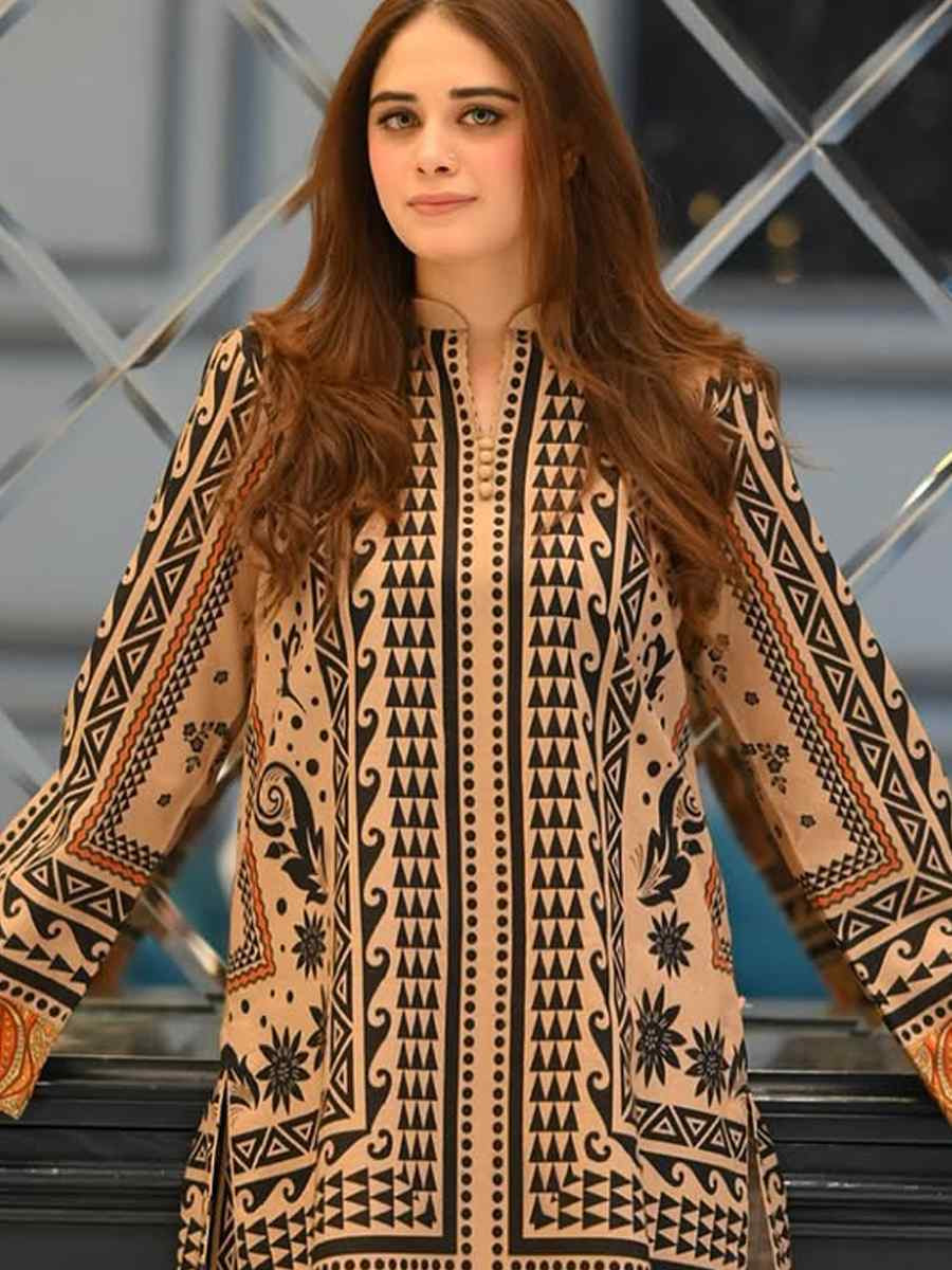 Multi Pure Natural Crepe Printed Festival Casual Kurti