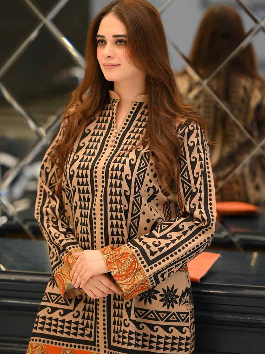 Multi Pure Natural Crepe Printed Festival Casual Kurti